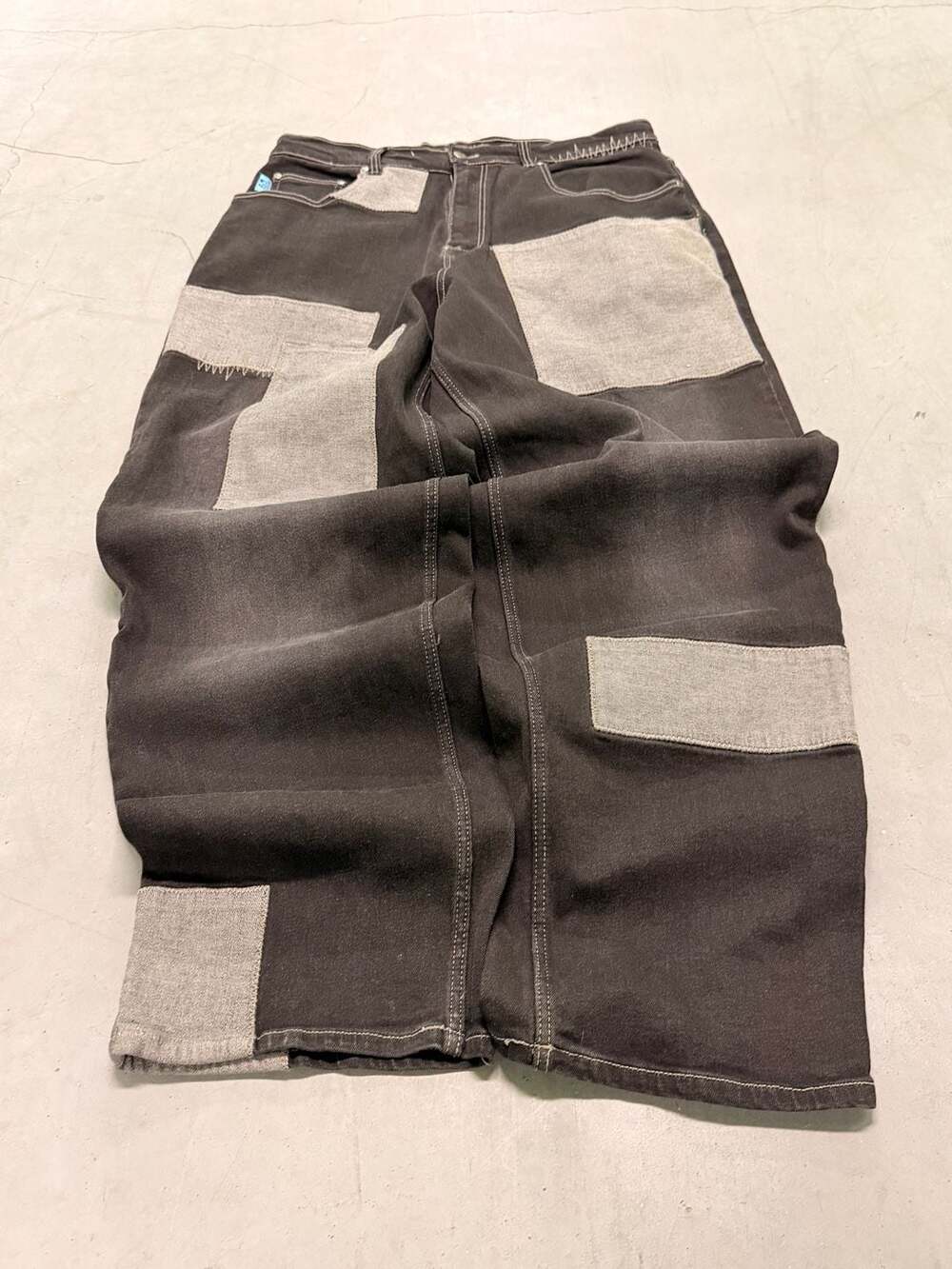 Millennia Sports Vintage Y2K Patchwork Wide Leg Baggy Denim Jeans W36